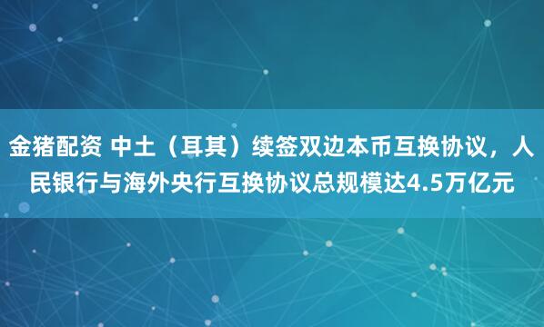 金猪配资 中土（耳其）续签双边本币互换协议，人民银行与海外央行互换协议总规模达4.5万亿元