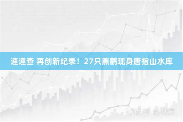速速查 再创新纪录！27只黑鹳现身唐指山水库